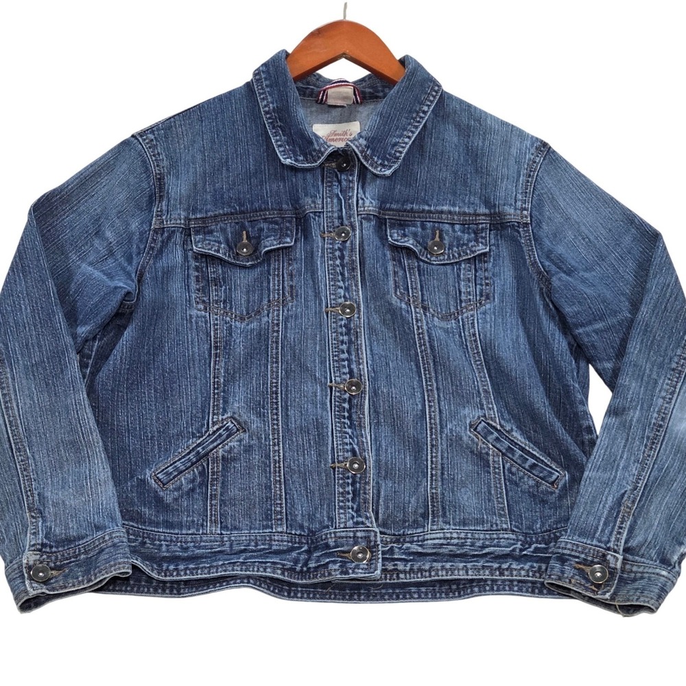 Smith's‎ American Denim Jean Jacket Womens XL Button Front Cotton Blend